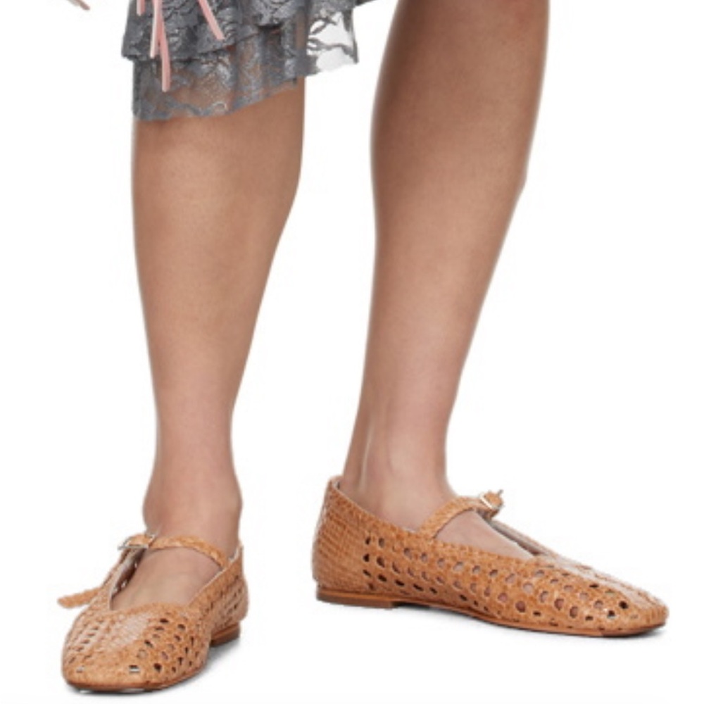 NIB Miista Tan Woven Yeida Flats 37